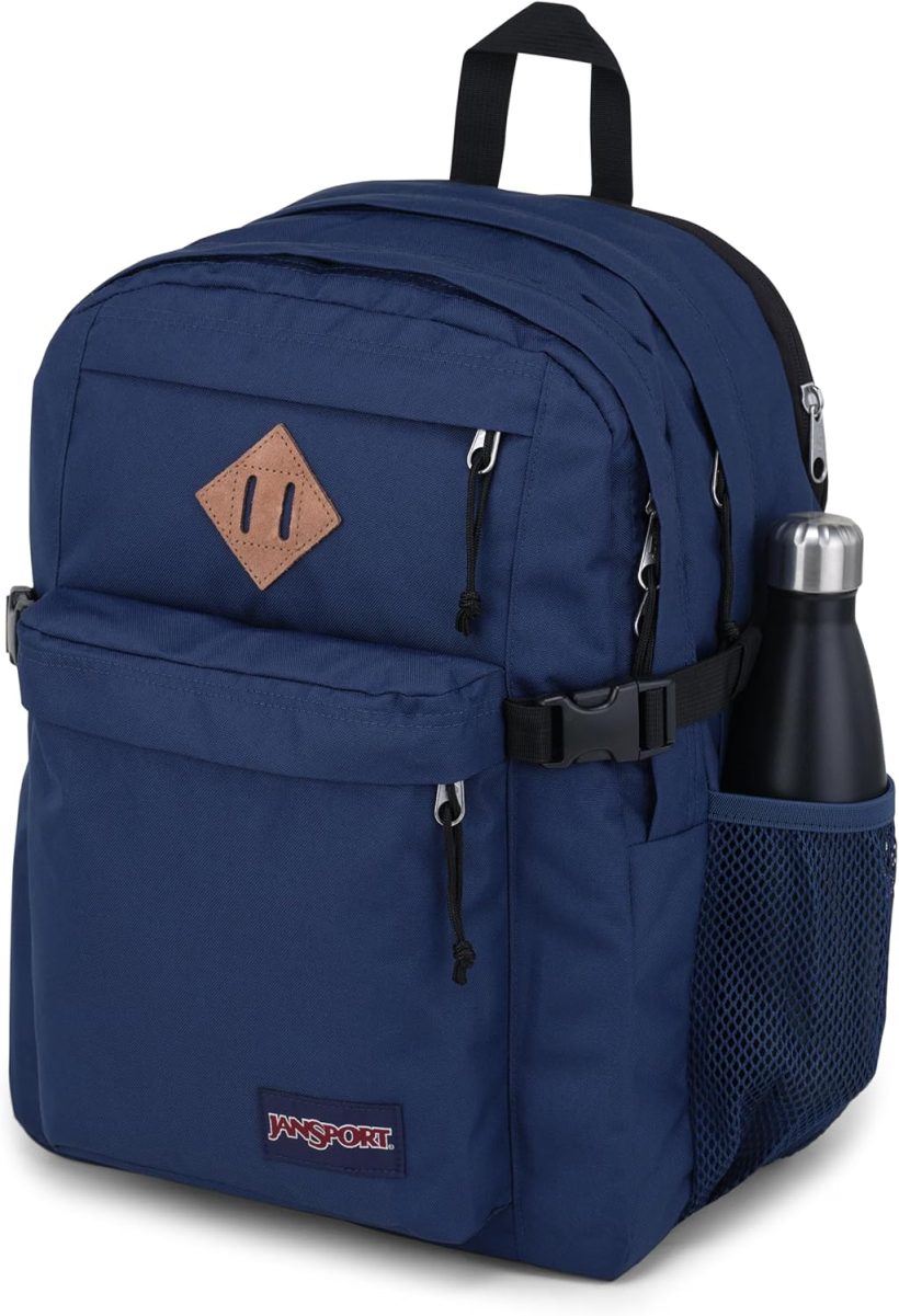 JanSport Main Campus Backpack - Travel or Work backpack w 15-Inch Laptop Sleeve and Dual Water Bottle Pockets, Navy - Image 3
