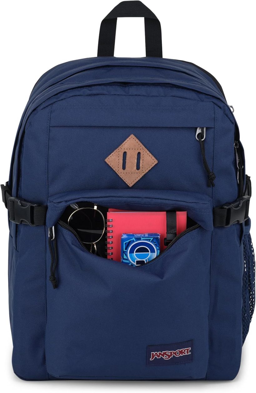 JanSport Main Campus Backpack - Travel or Work backpack w 15-Inch Laptop Sleeve and Dual Water Bottle Pockets, Navy - Image 4